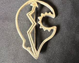 Vintage Sterling Silver Lightning Bolt and Sun Brooch