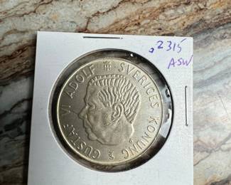 1955 Sweden 5 Kronor Silver Coin