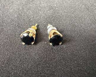 14K Gold Black Spinel Stud Earrings