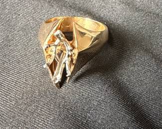 Vintage 14K Gold Abstract Sculptural Ring with Figurative Detail