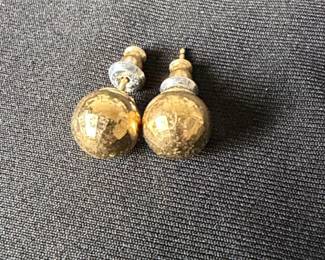 14K Yellow Gold Hammered Ball Stud Earrings