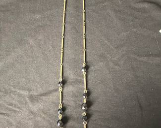 GoldTone Chain Necklace with Faceted Black Beads