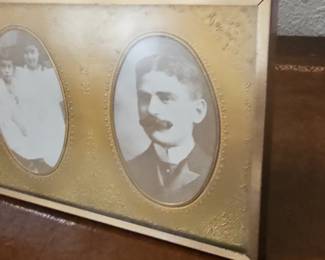Victorian Era Triple Oval Photo Frame with Embossed Floral Border