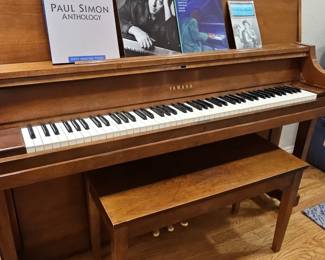 Yamaha P22 Upright Piano with Bench and Sheet Music