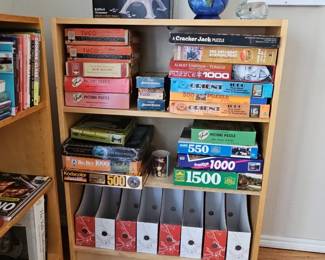 Assorted Books and Jigsaw Puzzles