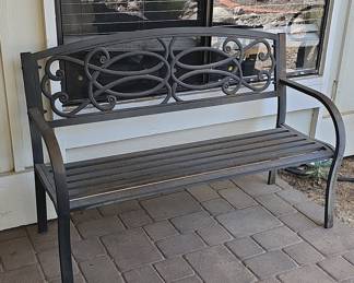 Ornate Scroll Metal Garden Bench