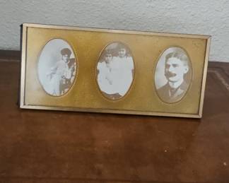 Victorian Era Triple Oval Photo Frame with Embossed Floral Border