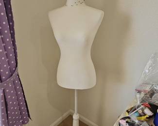 White Fabric Dress Form Mannequin with Wooden Base