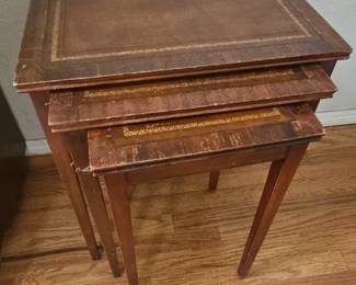 Vintage Tooled Leather Nesting Tables