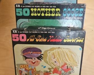 Playhouse Records 50 Musical Stories, 50 Mother Goose, & 50 All-Time Kiddie Favorites 45 RPM Extended Play Record Tote Packs