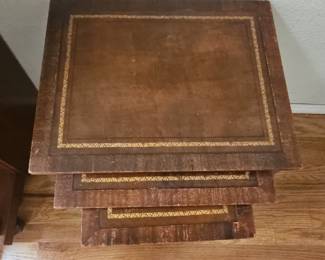 Vintage Tooled Leather Nesting Tables
