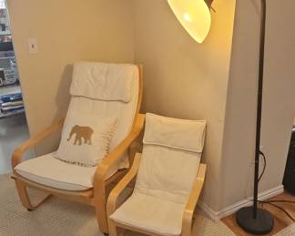 IKEA Poäng Armchair and Matching Ottoman