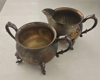 Sheridan Silver on Copper Sugar Bowl and Creamer Set