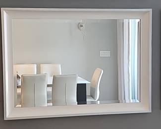 Modern White Beveled Rectangular Wall Mirror