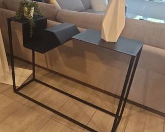 Asymmetrical Black Metal Console Table