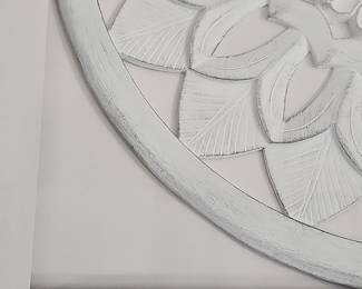 Carved Wood Mandala Wall Decor with Distressed Finish