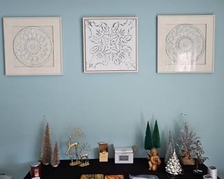 Three Framed Mandala and Floral Relief Art