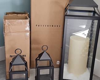Pottery Barn Black Metal Lanterns