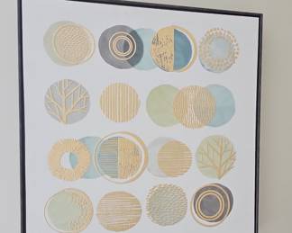 Abstract Geometric Circles Canvas Art with Gold Leaf Accents