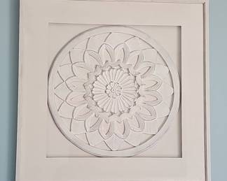 Carved Wood Mandala Wall Decor with Distressed Finish