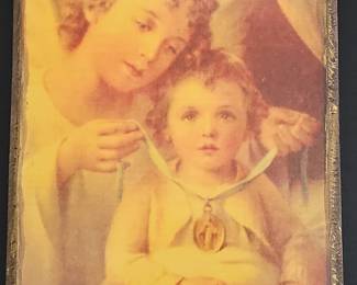 Antique Cherubs and Baby Print in Ornate Frame
