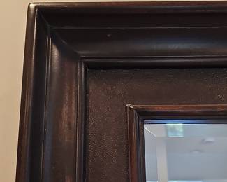 Oversized Rectangular Wall Mirror with Dark Wood Frame