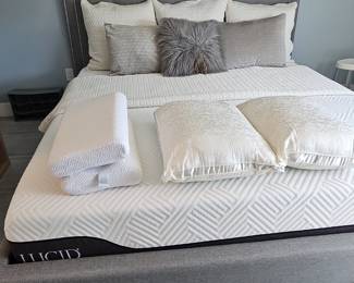 Lucid King Size Platform Bed Frame with Upholstered Headboard