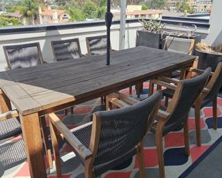 Christopher Knight Home Teak Outdoor Dining Set with Woven Chairs