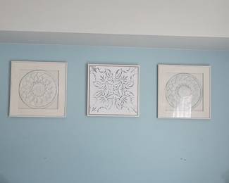Set of Three Framed Embossed Medallion Wall Art
