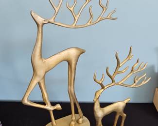 Pottery Barn Brass Sculpted Reindeer Figurines (Set of 2)