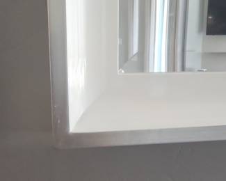 Modern White Beveled Rectangular Wall Mirror