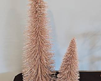 Rose Gold Glitter Bottle Brush Christmas Trees (Set of 2)