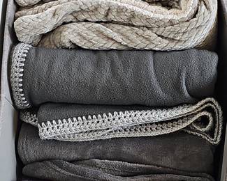 Assorted Throws and Blankets with Decorative Trim and Fringe