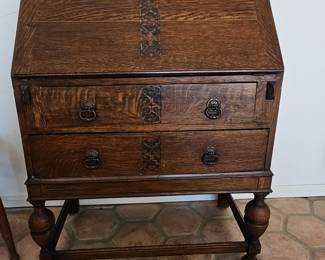 Antique Jacobean Style Oak Secretary Desk