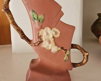 Vintage Roseville Pottery Apple Blossom Vase