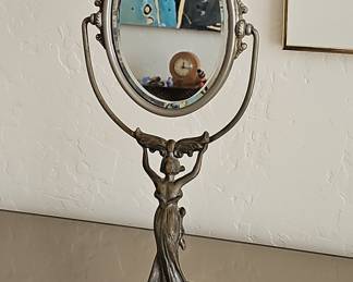 Art Nouveau Figural Vanity Mirror with Female Figure