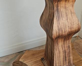 Sculptural Wood Pedestal Plant Stand Side Table