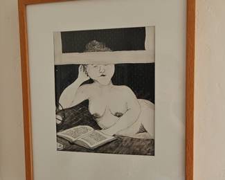 Figurative Nude Reading Lithograph by Henderson
