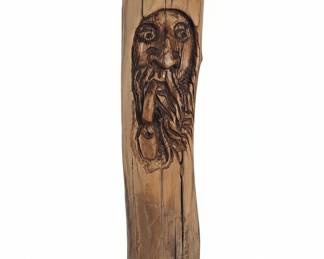 Hand-Carved Wood Spirit Face Wall Sculpture by Pete Cobb