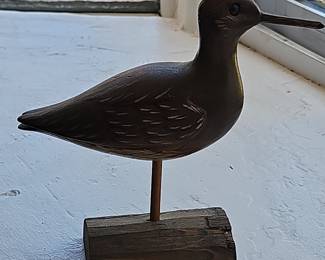 Hand-Carved Wooden Solitary Sandpiper Decoy
