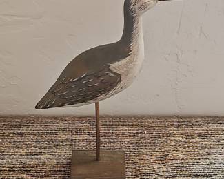 Vintage Hand-Carved Wooden Willet Shorebird Decoy