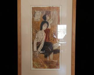 Vintage Lee Long Looi Batik Textile Painting