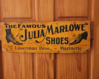 The Famous Julia Marlowe Shoes Metal Sign