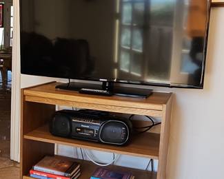 Samsung TV with Oak Media Cart and Panasonic Boombox