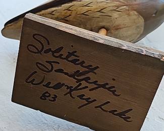 Hand-Carved Wooden Solitary Sandpiper Decoy