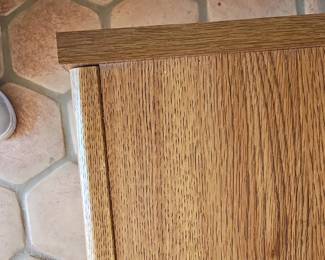 Mid-Century Modern Style Oak Veneer Media Console with Wheels