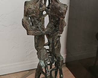 Abstract Bronze Sculpture of Embracing Figures by Gerard Koch
