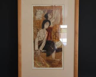 Vintage Lee Long Looi Batik Textile Painting
