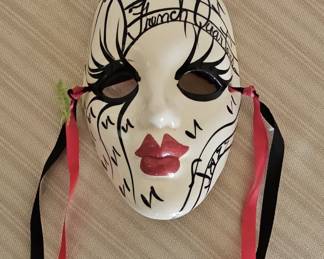 Hand-Painted "New Orleans" Ceramic Mardi Gras Mask by Pat