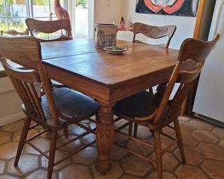 Victorian Revival Oak Dining Set
